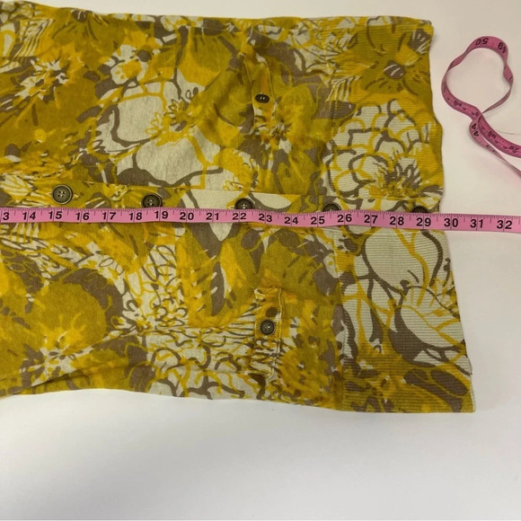 Victor Alfaro Cardigan Sweater Womens Size Small Yellow Floral Long Linen Vneck - Picture 8 of 8